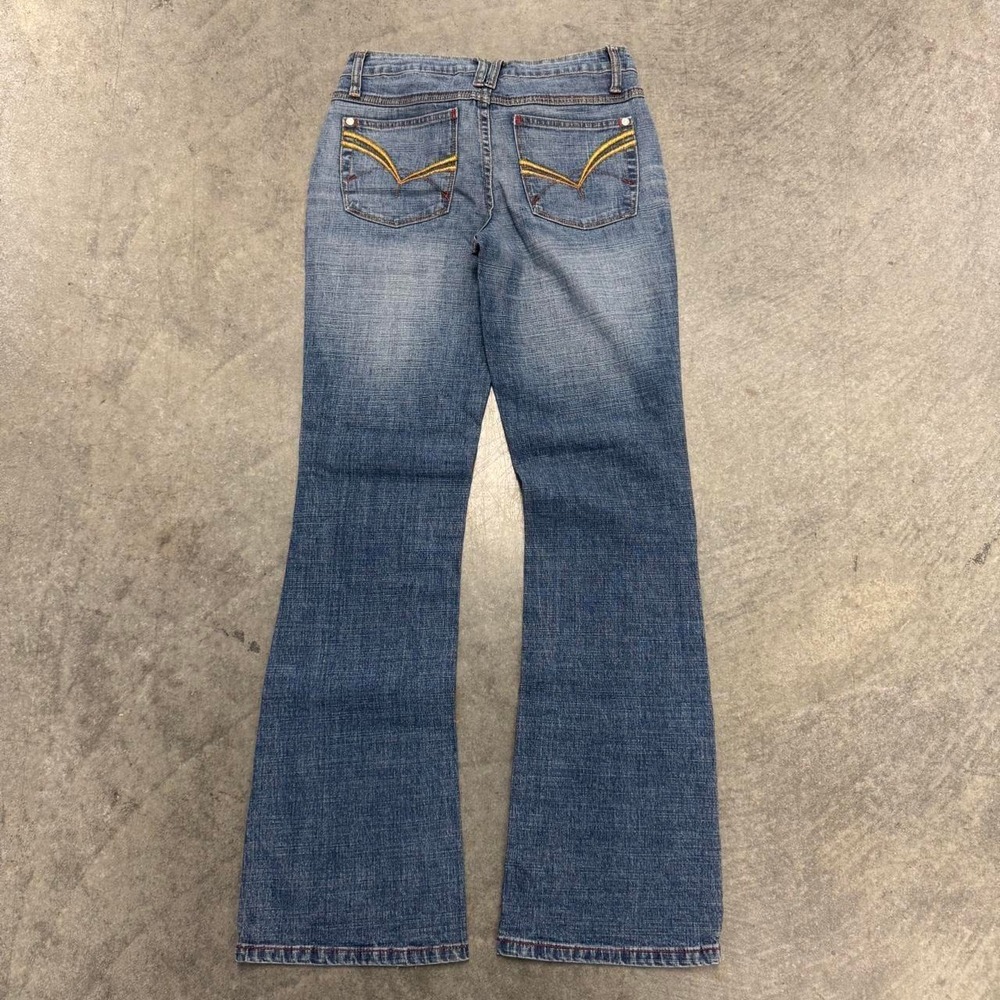 Women's Low Rise Boot Cut Jeans Embroidered Y2K W Stretch SZ 7